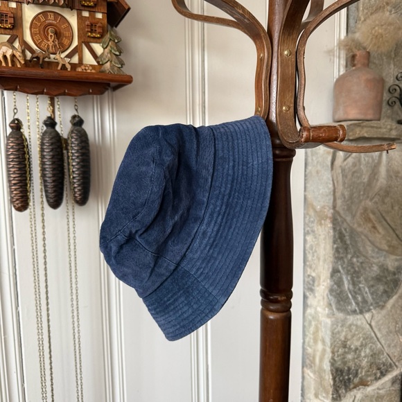 Vintage Pig-suede Leather Blue Bucket Hat - Picture 3 of 6